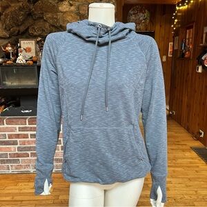 Athleta Heathered Blue Cowl Neck Hoodie